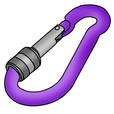 a purple carabiner.